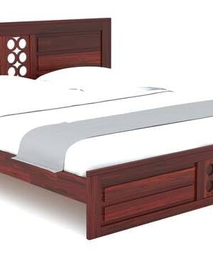 Ferrovilla Poles Honey Queen Size Sheesham Wood Bed for Bedroom