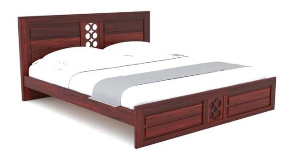 Ferrovilla Poles Honey Queen Size Sheesham Wood Bed for Bedroom