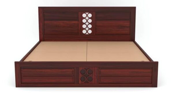 Ferrovilla Poles Honey Queen Size Sheesham Wood Bed for Bedroom - Image 5