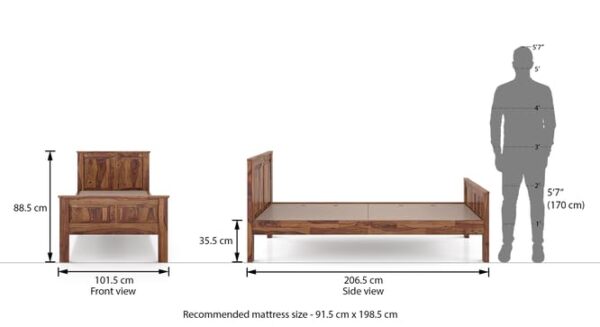 Ferrovilla NNS6 Single Sheesham Wood Bed for Bedroom - Image 2