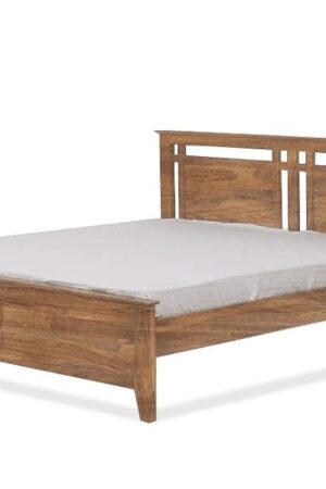 Ferrovilla Lowep Honey Oak Queen Size Sheesham Wood Bed for Bedroom
