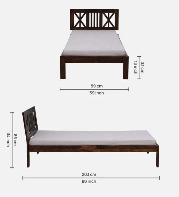 Ferrovilla NNS14 Single Sheesham Wood Bed for Bedroom - Image 2