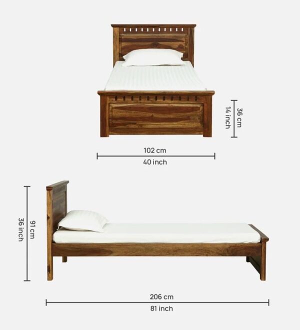 Ferrovilla NNS10 Single Sheesham Wood Bed for Bedroom - Image 2