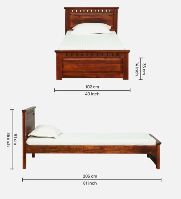 Ferrovilla NNS11 Single Sheesham Wood Bed for Bedroom - Image 2