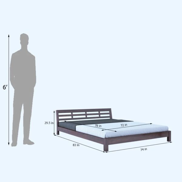 Ferrovilla King Size NS 5 Sheesham Wood Low Floor Bed for Bedroom - Image 2
