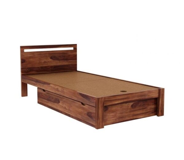 Ferrovilla Miken Single Sheesham Wood Bed with Drawer Storage for Bedroom - Image 7