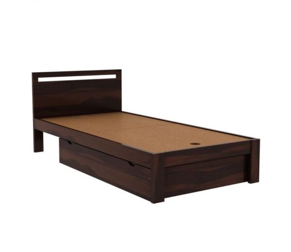 Ferrovilla Miken Dark Single Sheesham Wood Bed with Drawer Storage for Bedroom - Image 7