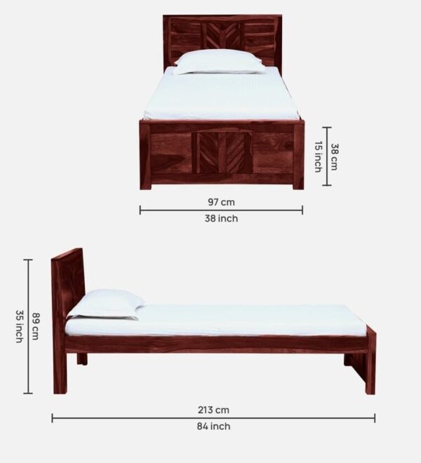 Ferrovilla NNS16 Single Sheesham Wood Bed for Bedroom - Image 2
