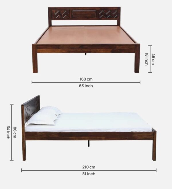 Ferrovilla Porel Queen Size Sheesham Wood Bed for Bedroom - Image 2