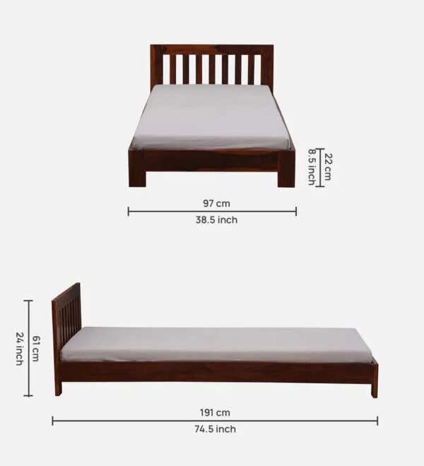 Ferrovilla NNS8 Single Sheesham Wood Bed for Bedroom - Image 2