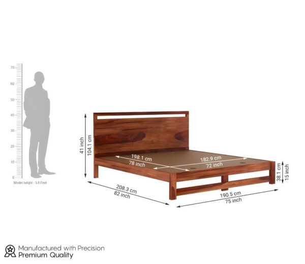 Ferrovilla King Size NS 6 Sheesham Wood Bed for Bedroom - Image 2