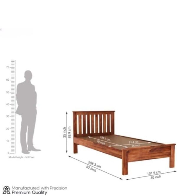 Ferrovilla Harley Single Sheesham Wood Bed for Bedroom - Image 2