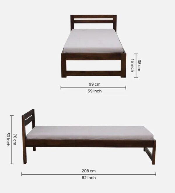 Ferrovilla NNS18 Single Sheesham Wood Bed for Bedroom - Image 2