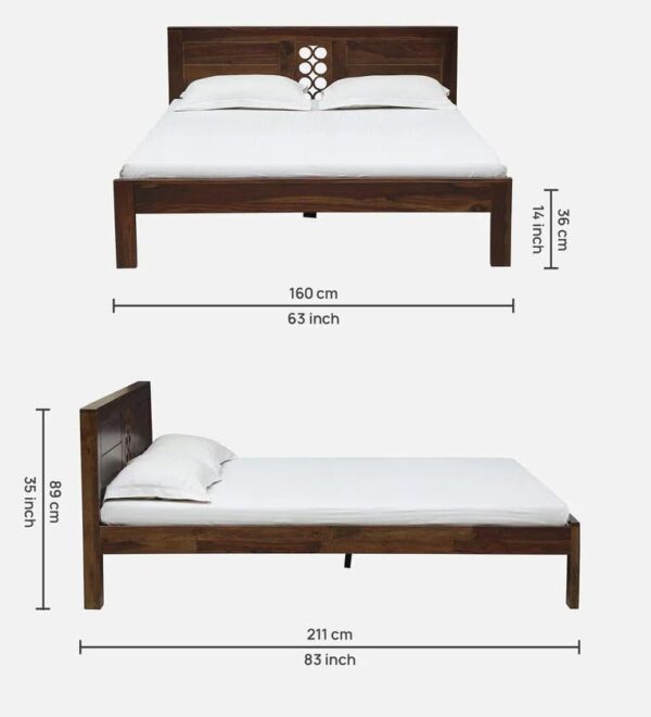 Ferrovilla Queen Size NNS6 Sheesham Wood Low Floor Bed for Bedroom - Image 2
