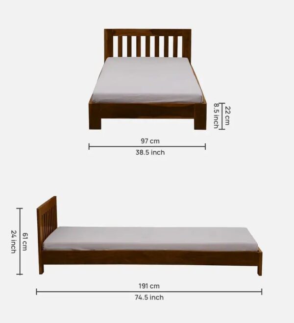 Ferrovilla NNS7 Single Sheesham Wood Bed for Bedroom - Image 2