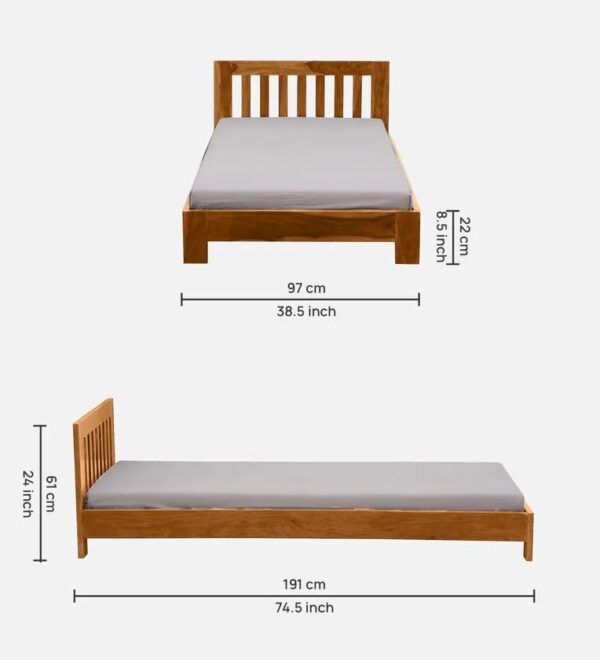 Ferrovilla NNS9 Single Sheesham Wood Bed for Bedroom - Image 2
