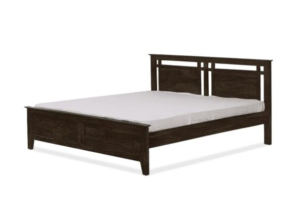 Ferrovilla Lowep Dark Walnut Queen Size Sheesham Wood Bed for Bedroom