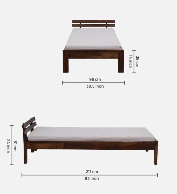 Ferrovilla NNS12 Single Sheesham Wood Bed for Bedroom - Image 2