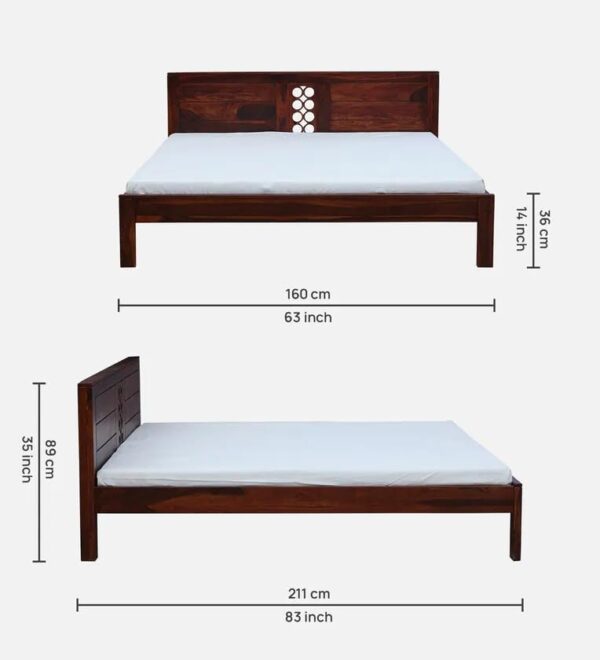 Ferrovilla Queen Size NNS5 Sheesham Wood Low Floor Bed for Bedroom - Image 2