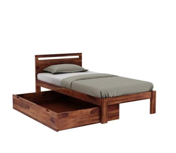 Ferrovilla Miken Single Sheesham Wood Bed with Drawer Storage for Bedroom - Image 9