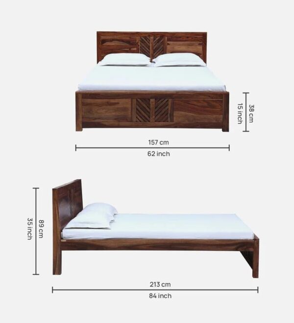 Ferrovilla Queen Size NNS1 Sheesham Wood Low Floor Bed for Bedroom - Image 2