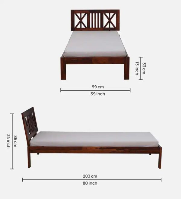 Ferrovilla NNS13 Single Sheesham Wood Bed for Bedroom - Image 2