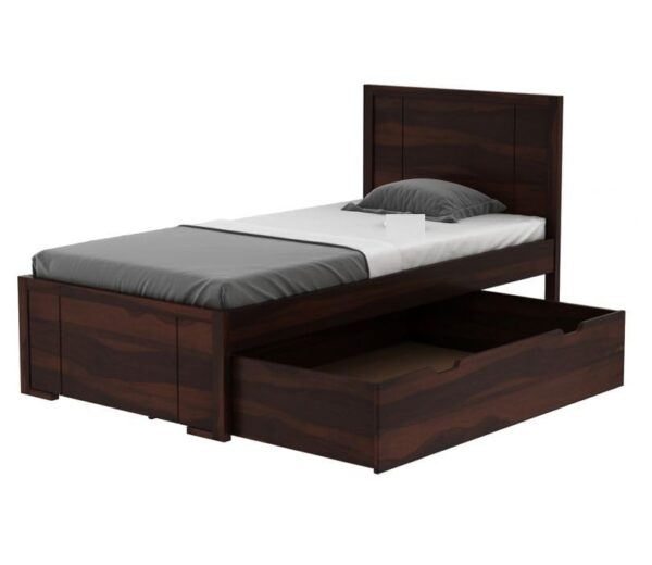 Ferrovilla Werol Dark Single Sheesham Wood Bed with Drawer Storage for Bedroom - Image 5