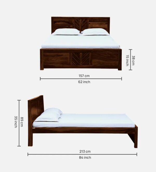 Ferrovilla Queen Size NNS3 Sheesham Wood Low Floor Bed for Bedroom - Image 2