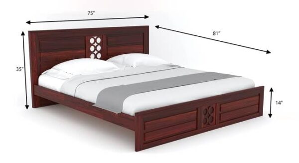 Ferrovilla Poles Honey King Size Sheesham Wood Bed for Bedroom - Image 2