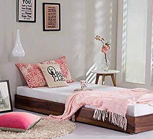 Ferrovilla King Size NS 2 Sheesham Wood Low Floor Bed for Bedroom