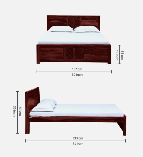 Ferrovilla Queen Size NNS4 Sheesham Wood Low Floor Bed for Bedroom - Image 2