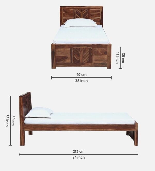 Ferrovilla NNS15 Single Sheesham Wood Bed for Bedroom - Image 2