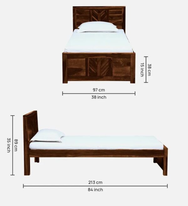 Ferrovilla NNS17 Single Sheesham Wood Bed for Bedroom - Image 2