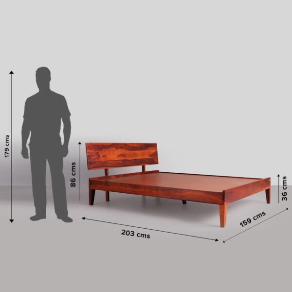 Ferrovilla King Size NS 15 Sheesham Wood Low Floor Bed for Bedroom - Image 2