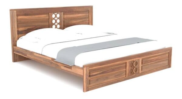 Ferrovilla Poles Teak Queen Size Sheesham Wood Bed for Bedroom
