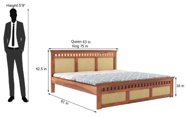 Ferrovilla King Size NS 24 Sheesham Wood Bed for Bedroom - Image 2