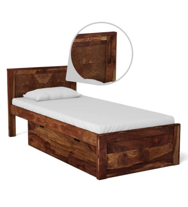 Ferrovilla WS6 Single Sheesham Wood Bed with Drawer Storage for Bedroom - Image 7
