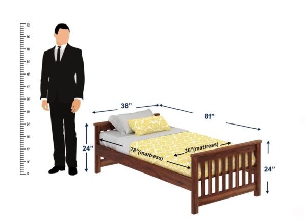 Ferrovilla Wopel Single Sheesham Wood Bed for Bedroom - Image 2