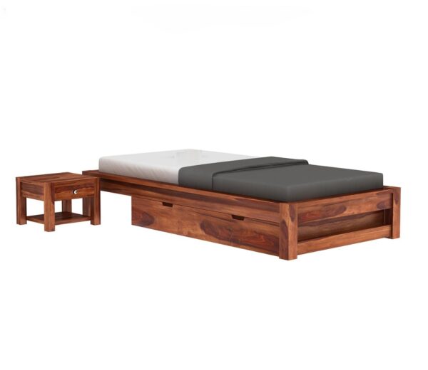 Ferrovilla Houts Single Sheesham Wood Bed with Drawer Storage for Bedroom - Image 6
