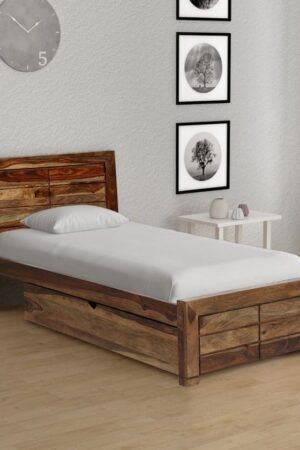 Ferrovilla NWS5 Single Sheesham Wood Bed with Drawer Storage for Bedroom