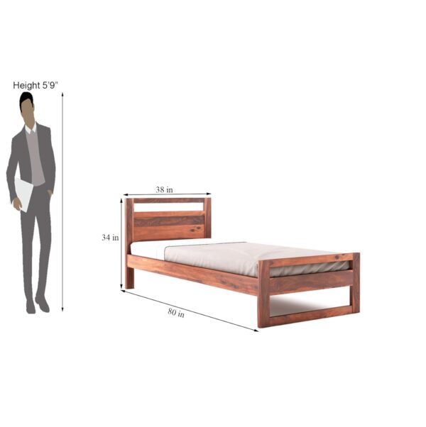 Ferrovilla NS1 Single Sheesham Wood Bed for Bedroom - Image 8