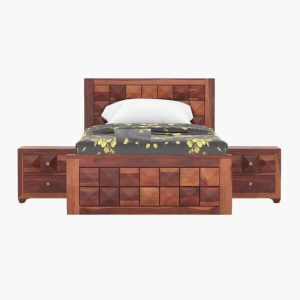 Ferrovilla Cloud Single Sheesham Wood Bed for Bedroom - Image 6