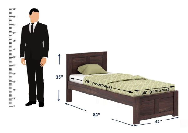 Ferrovilla NS24 Single Sheesham Wood Bed for Bedroom - Image 2
