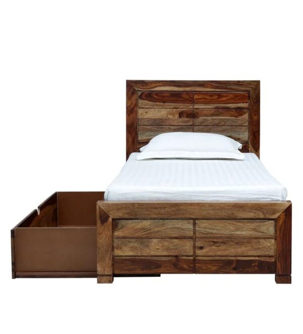 Ferrovilla NWS5 Single Sheesham Wood Bed with Drawer Storage for Bedroom - Image 7