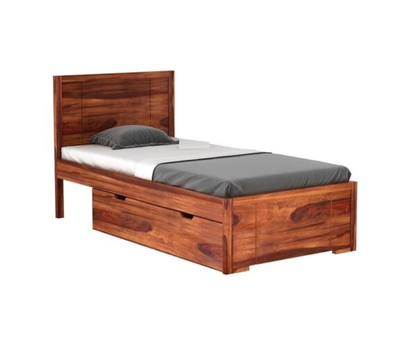 Ferrovilla Werol Single Sheesham Wood Bed with Drawer Storage for Bedroom - Image 5