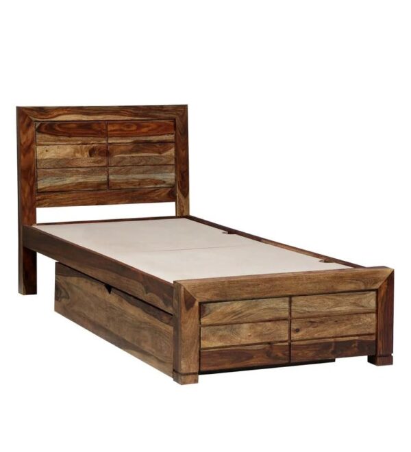 Ferrovilla NWS5 Single Sheesham Wood Bed with Drawer Storage for Bedroom - Image 6