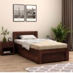 Ferrovilla Donzon Dark Single Sheesham Wood Bed with Drawer Storage for Bedroom