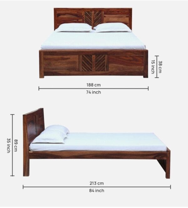 Ferrovilla King Size NS 31 Sheesham Wood Bed for Bedroom - Image 2