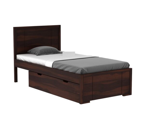 Ferrovilla Werol Dark Single Sheesham Wood Bed with Drawer Storage for Bedroom - Image 7