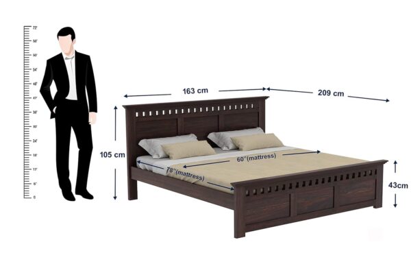 Ferrovilla Orchid Queen Size Sheesham Wood Bed for Bedroom - Image 2